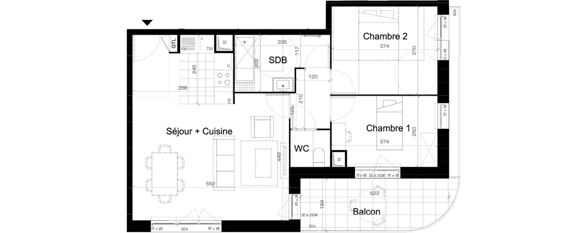 Appartement T3 de 62,30 m2 &agrave; Cr&eacute;teil L &eacute;chat