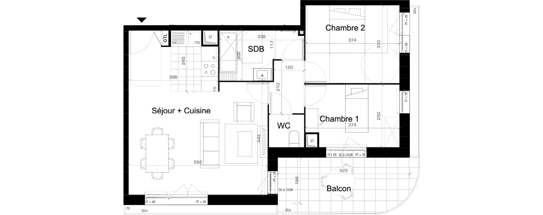 Appartement T3 de 62,30 m2 &agrave; Cr&eacute;teil L &eacute;chat