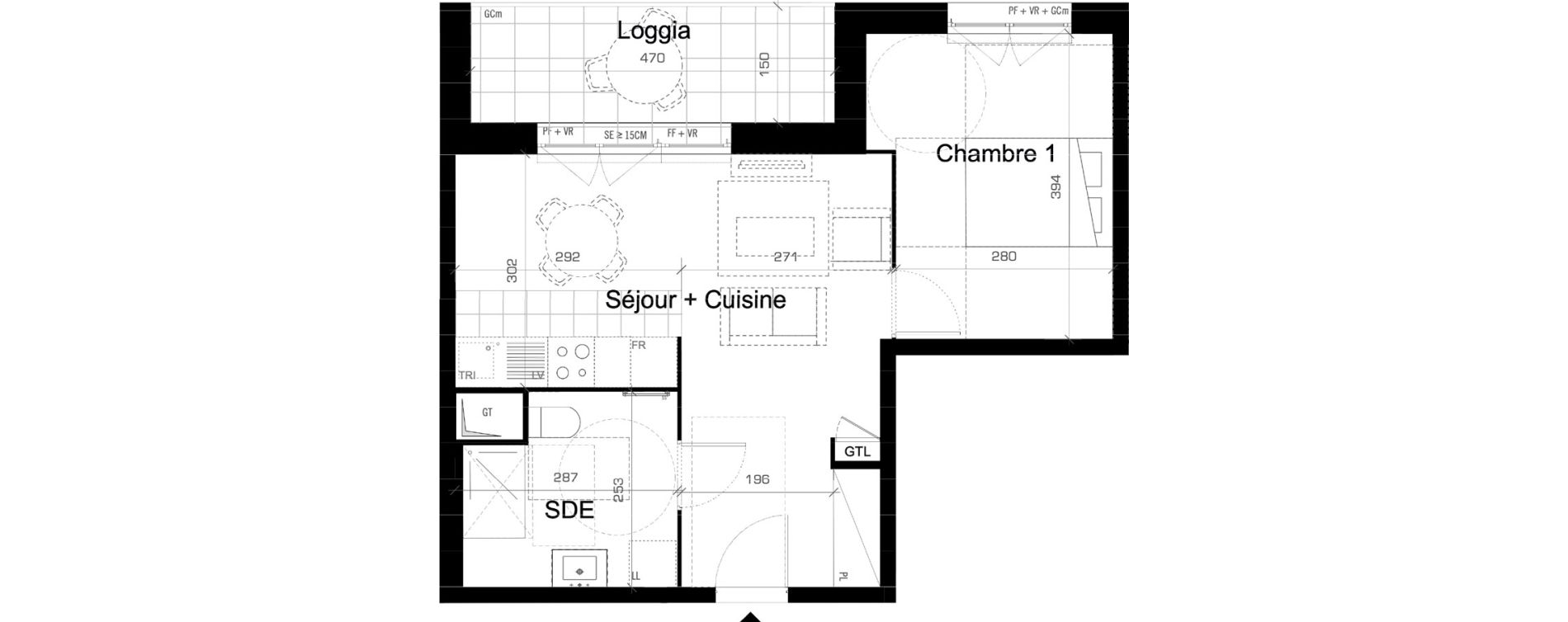 Appartement T2 de 41,30 m2 &agrave; Cr&eacute;teil L &eacute;chat