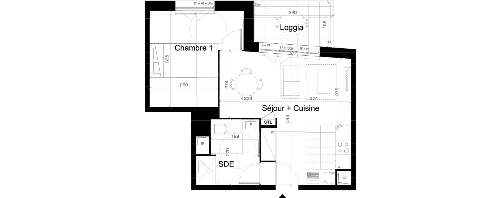 Appartement T2 de 42,30 m2 &agrave; Cr&eacute;teil L &eacute;chat