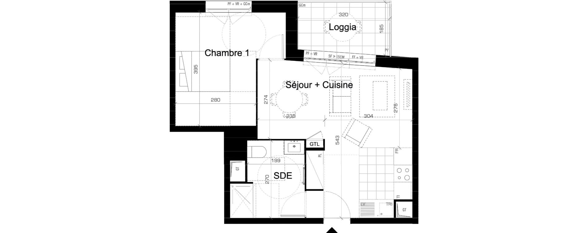 Appartement T2 de 42,30 m2 &agrave; Cr&eacute;teil L &eacute;chat