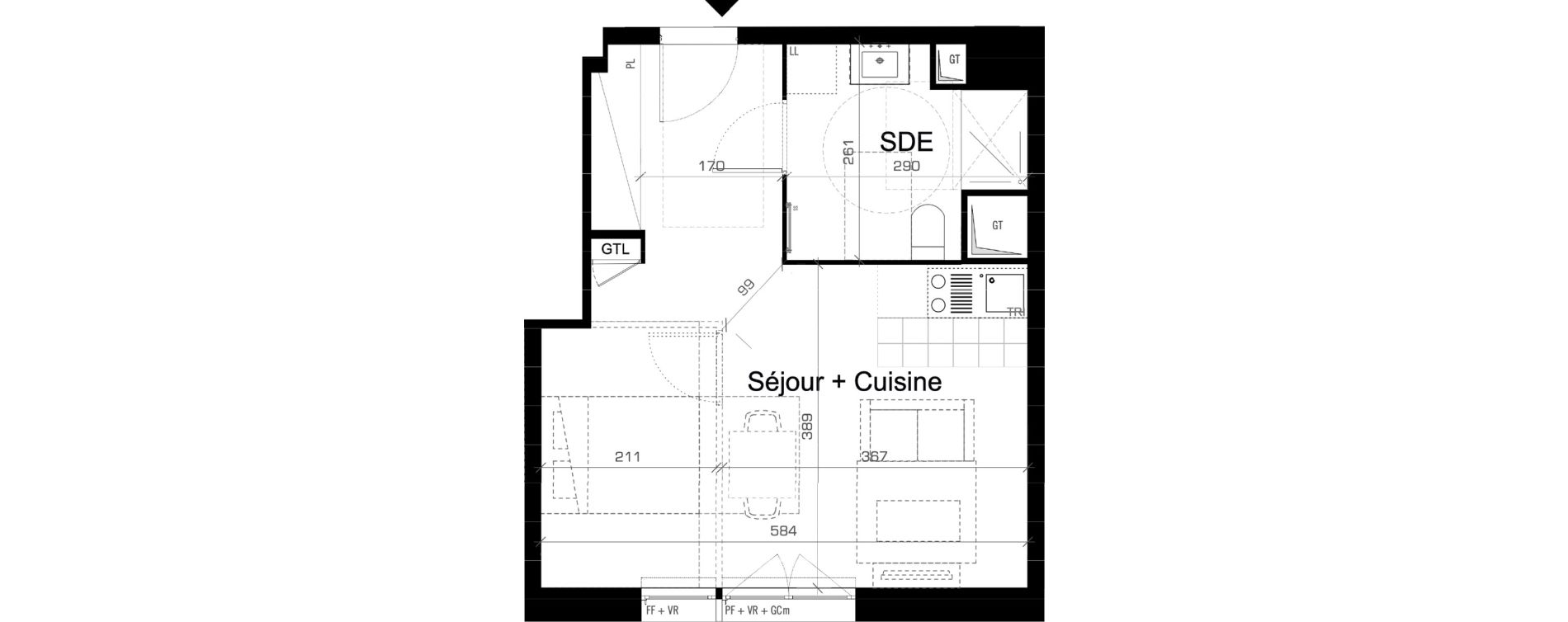 Appartement T1 de 34,20 m2 &agrave; Cr&eacute;teil L &eacute;chat