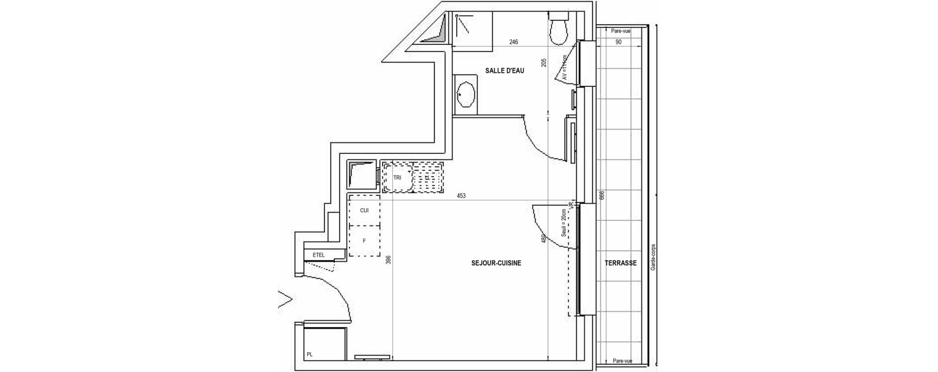 Appartement T1 de 26,26 m2 &agrave; Cr&eacute;teil Viet
