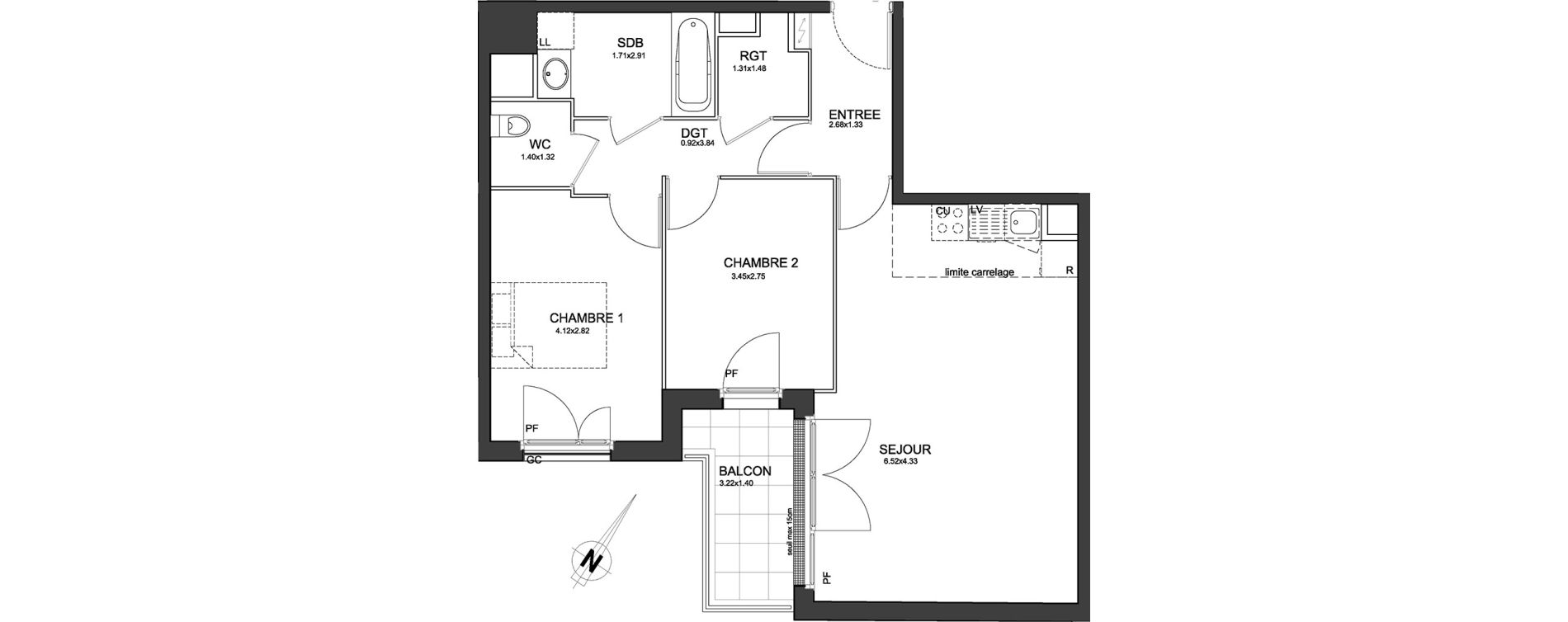 Appartement T3 de 64,31 m2 &agrave; Cr&eacute;teil Centre