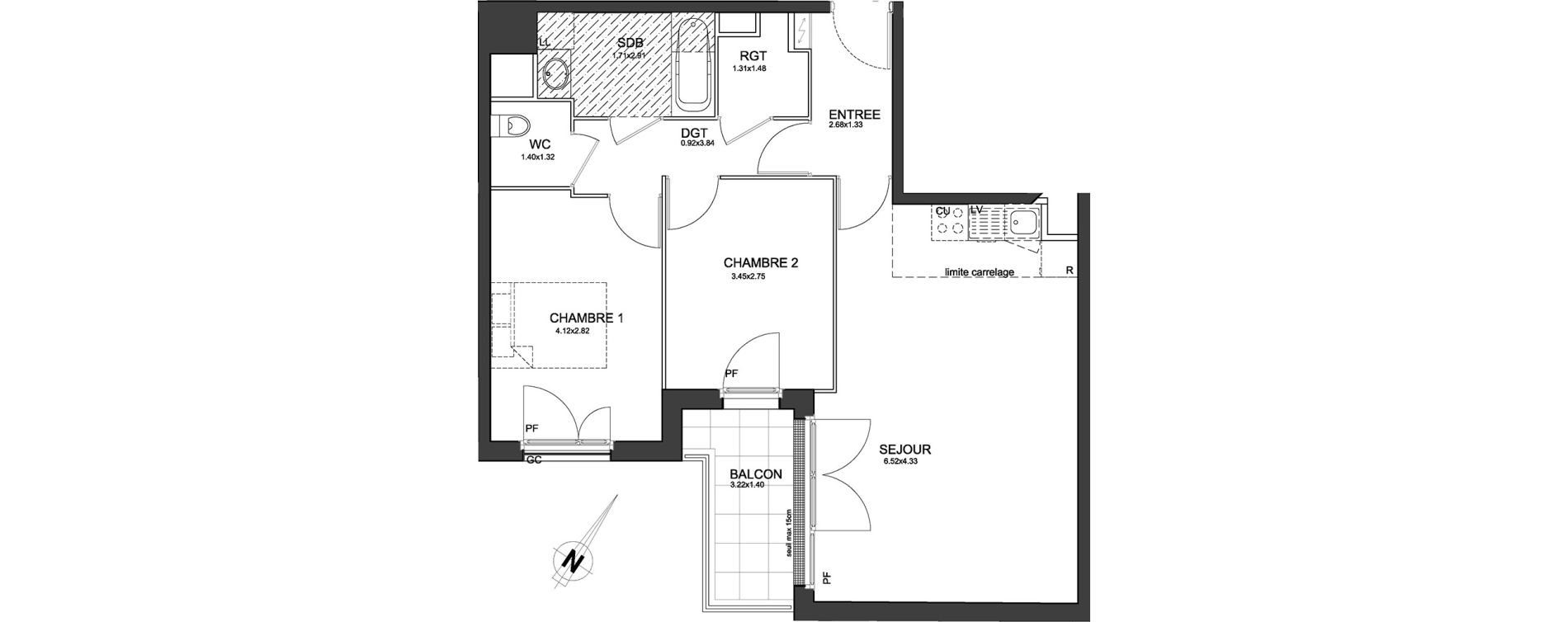 Appartement T3 de 64,31 m2 &agrave; Cr&eacute;teil Centre