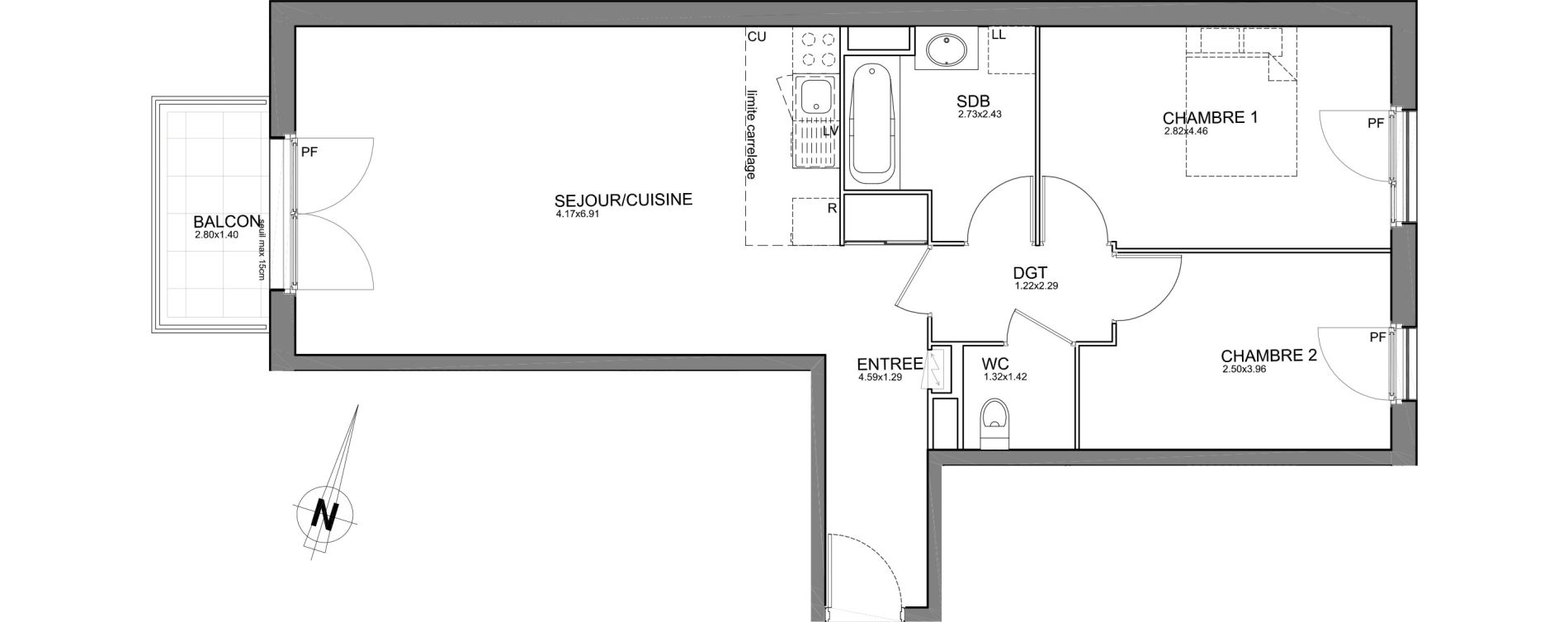 Appartement T3 de 67,26 m2 &agrave; Cr&eacute;teil Centre