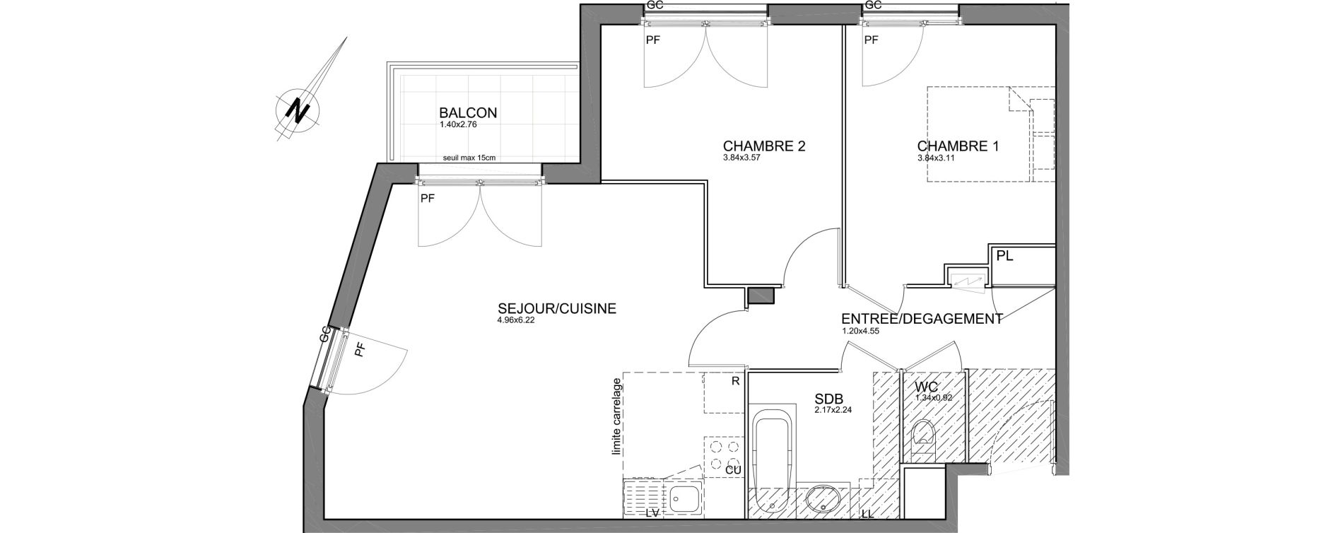 Appartement T3 de 64,49 m2 &agrave; Cr&eacute;teil Centre
