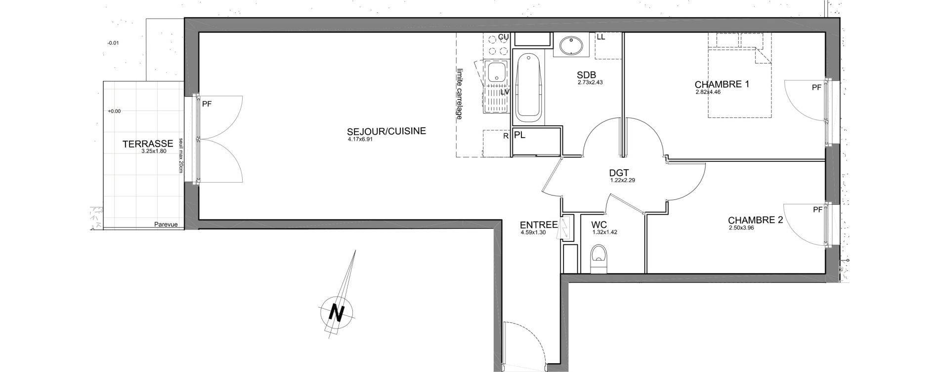 Appartement T3 de 67,26 m2 &agrave; Cr&eacute;teil Centre