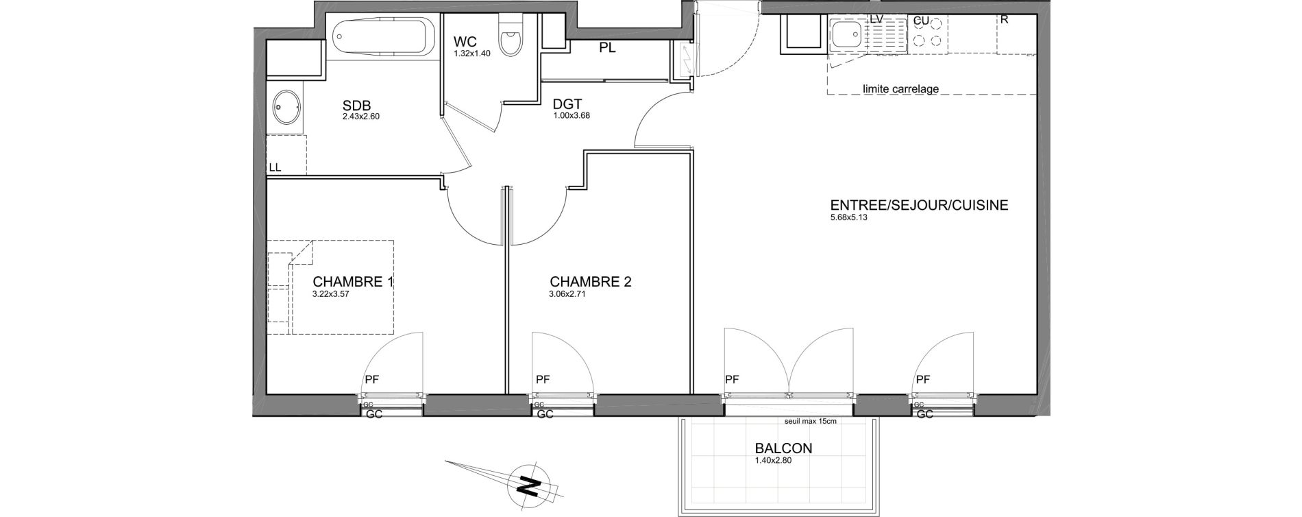 Appartement T3 de 61,98 m2 &agrave; Cr&eacute;teil Centre