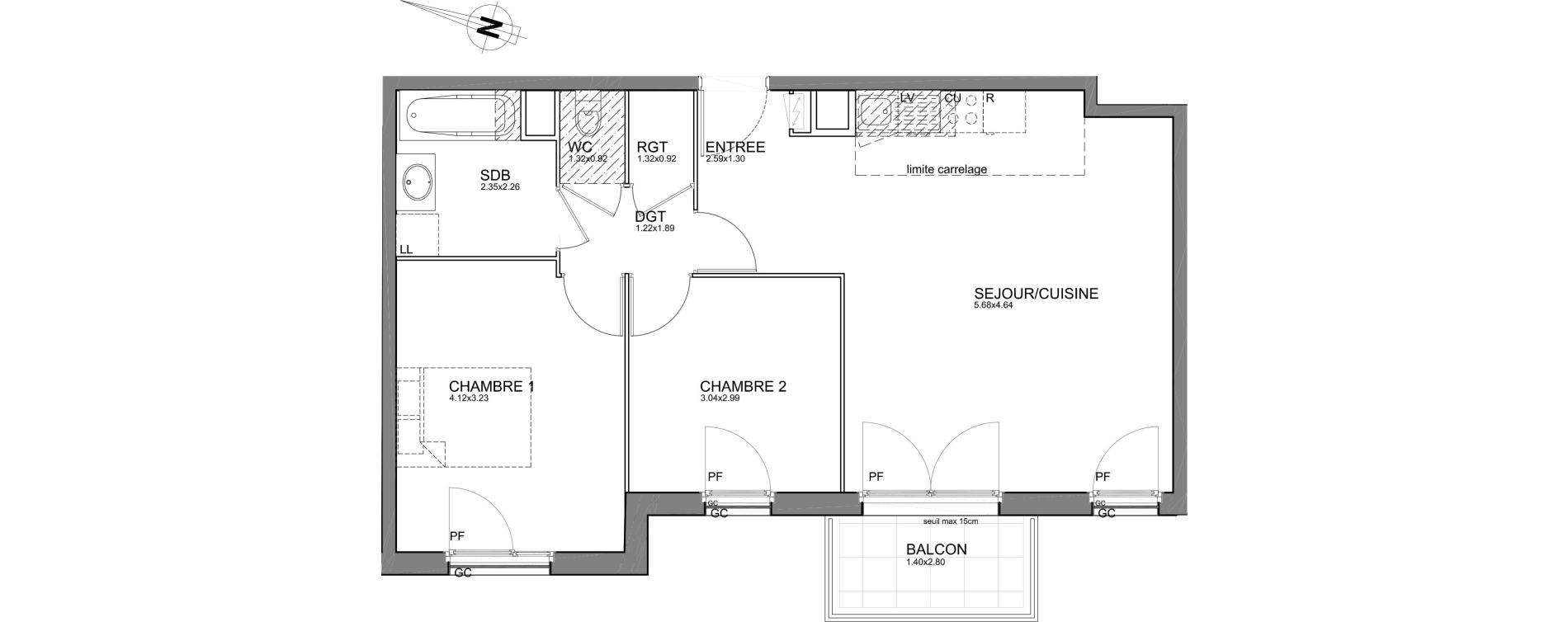 Appartement T3 de 62,44 m2 &agrave; Cr&eacute;teil Centre