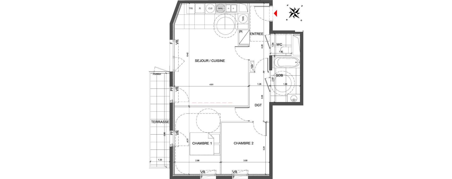 Appartement T3 de 66,60 m2 &agrave; Fontenay-Sous-Bois La redoute