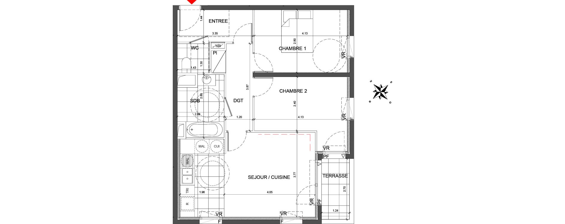 Appartement T3 de 61,70 m2 &agrave; Fontenay-Sous-Bois La redoute