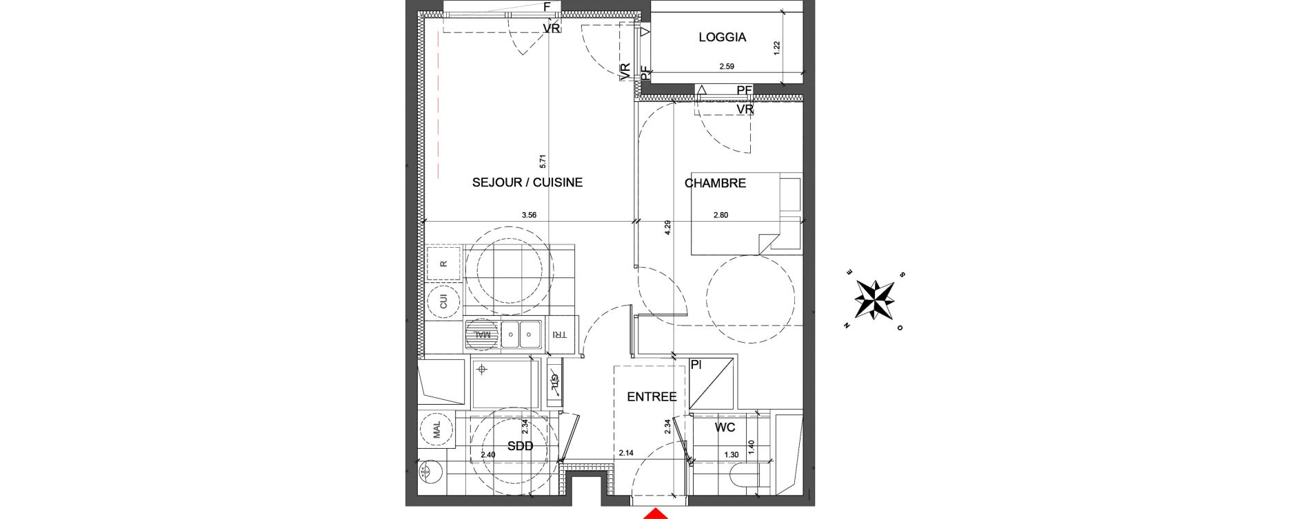 Appartement T2 de 44,90 m2 &agrave; Fontenay-Sous-Bois La redoute