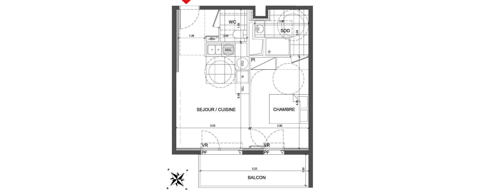 Appartement T2 de 39,80 m2 &agrave; Fontenay-Sous-Bois La redoute