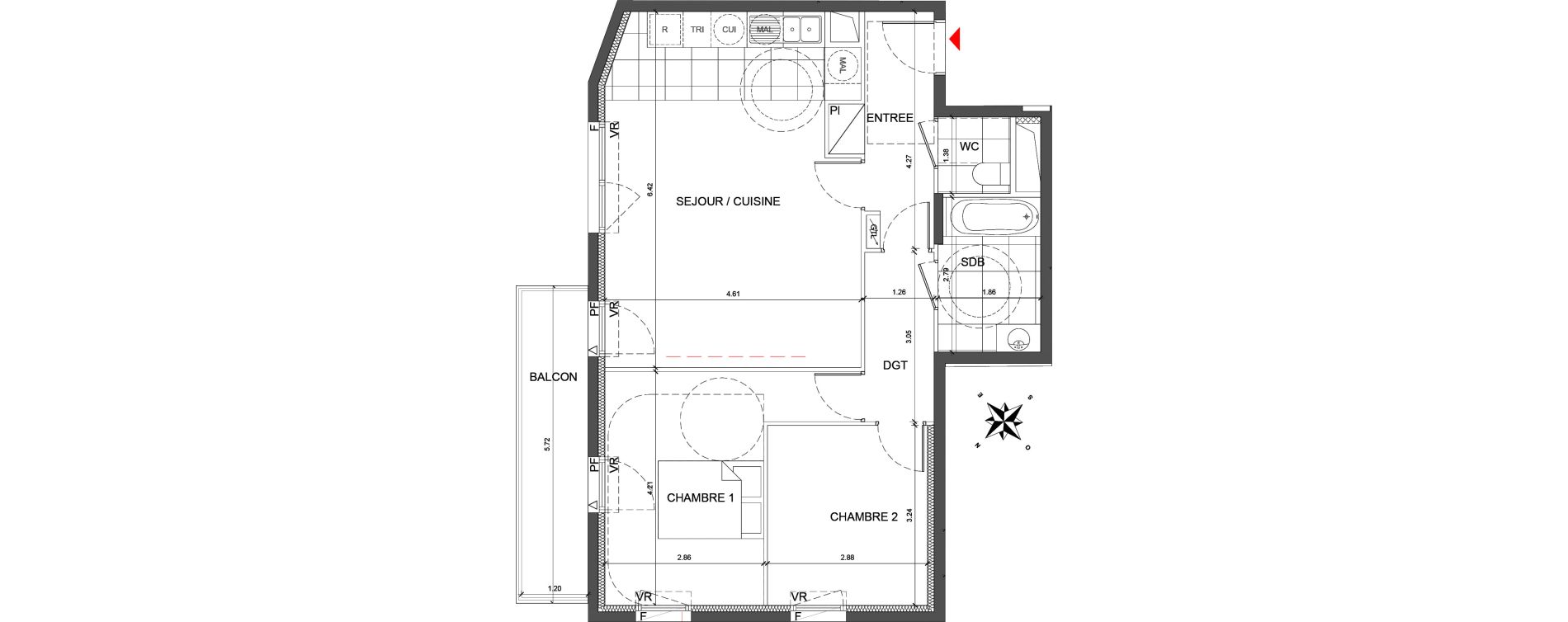 Appartement T3 de 66,20 m2 &agrave; Fontenay-Sous-Bois La redoute
