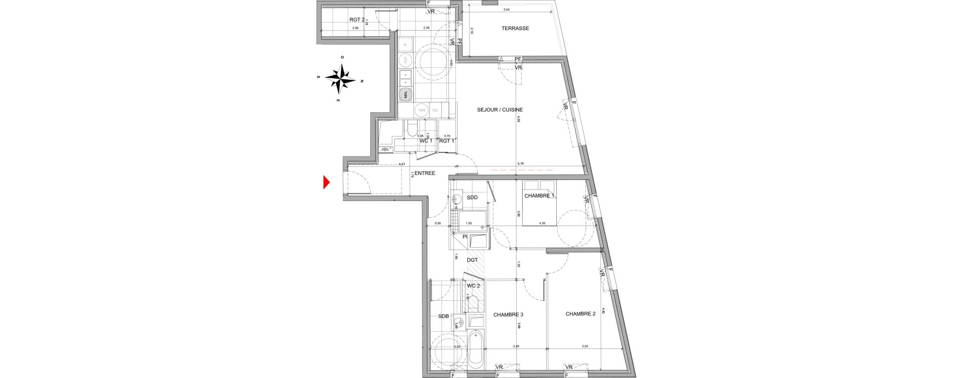 Appartement T4 de 97,00 m2 &agrave; Fontenay-Sous-Bois La redoute