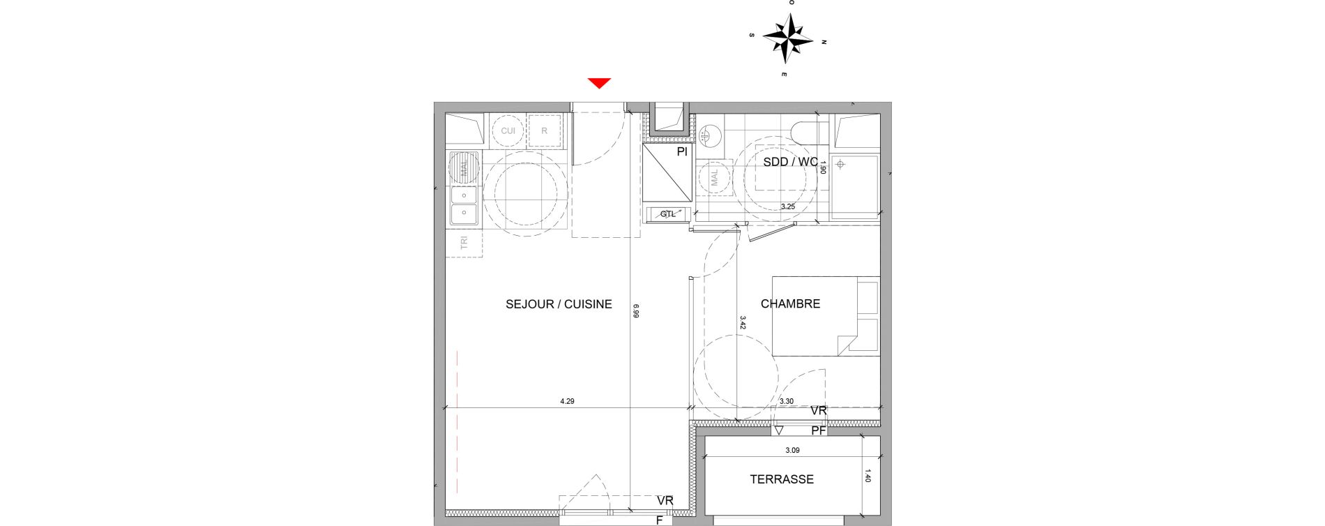 Appartement T2 de 45,60 m2 &agrave; Fontenay-Sous-Bois La redoute