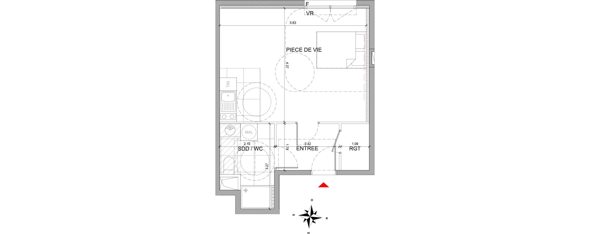Appartement T1 de 36,60 m2 &agrave; Fontenay-Sous-Bois La redoute