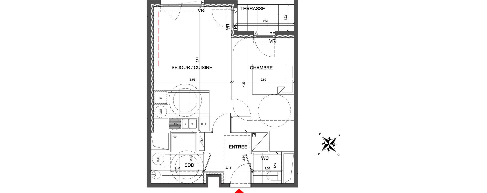Appartement T2 de 44,90 m2 &agrave; Fontenay-Sous-Bois La redoute