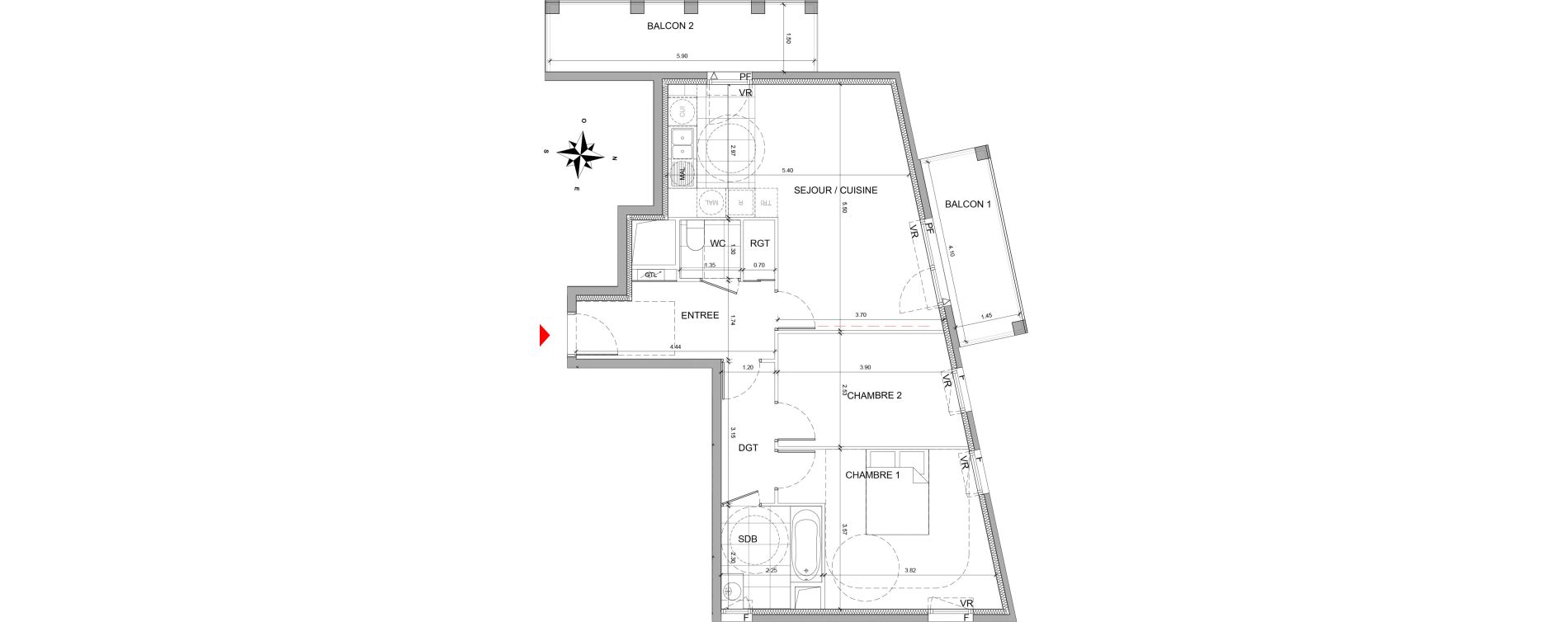 Appartement T3 de 67,20 m2 &agrave; Fontenay-Sous-Bois La redoute
