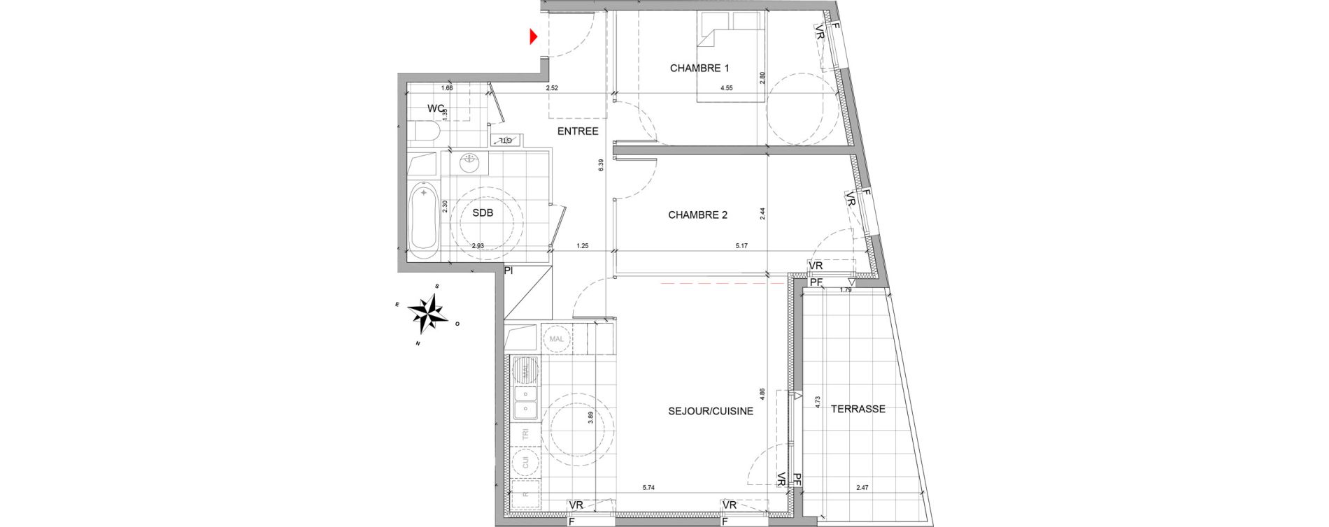 Appartement T3 de 69,70 m2 &agrave; Fontenay-Sous-Bois La redoute