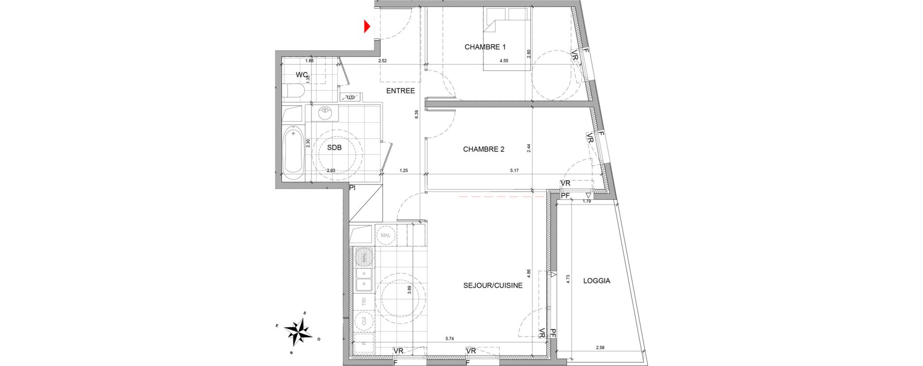 Appartement T3 de 69,70 m2 &agrave; Fontenay-Sous-Bois La redoute