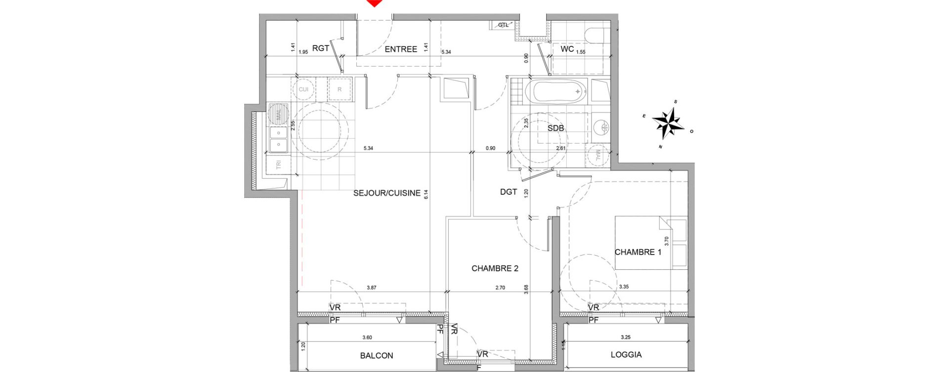 Appartement T3 de 72,50 m2 &agrave; Fontenay-Sous-Bois La redoute