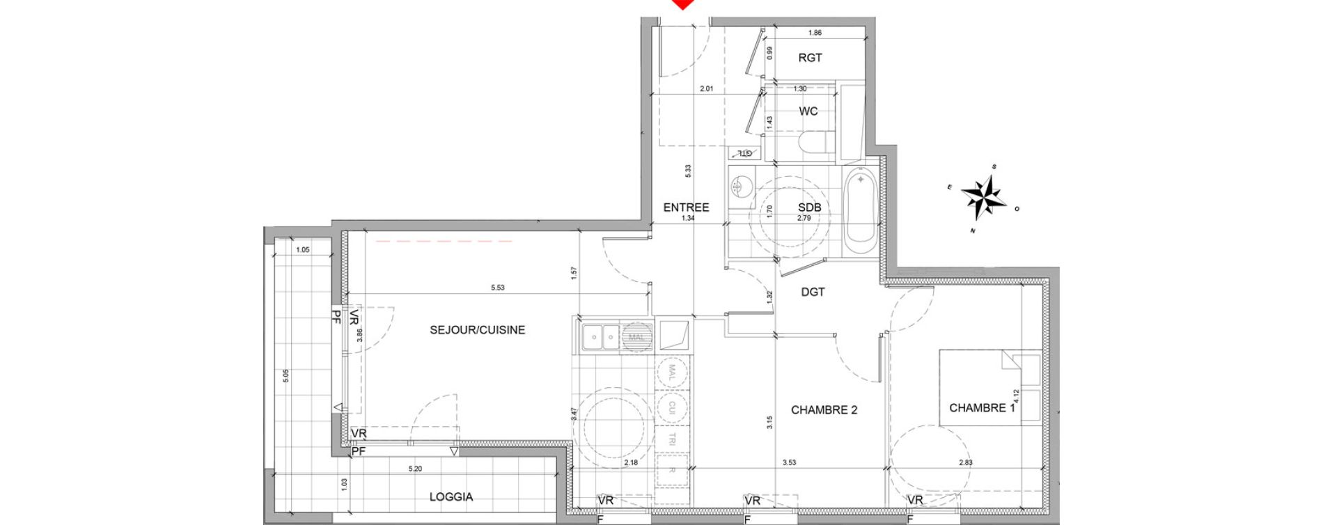 Appartement T3 de 69,00 m2 &agrave; Fontenay-Sous-Bois La redoute