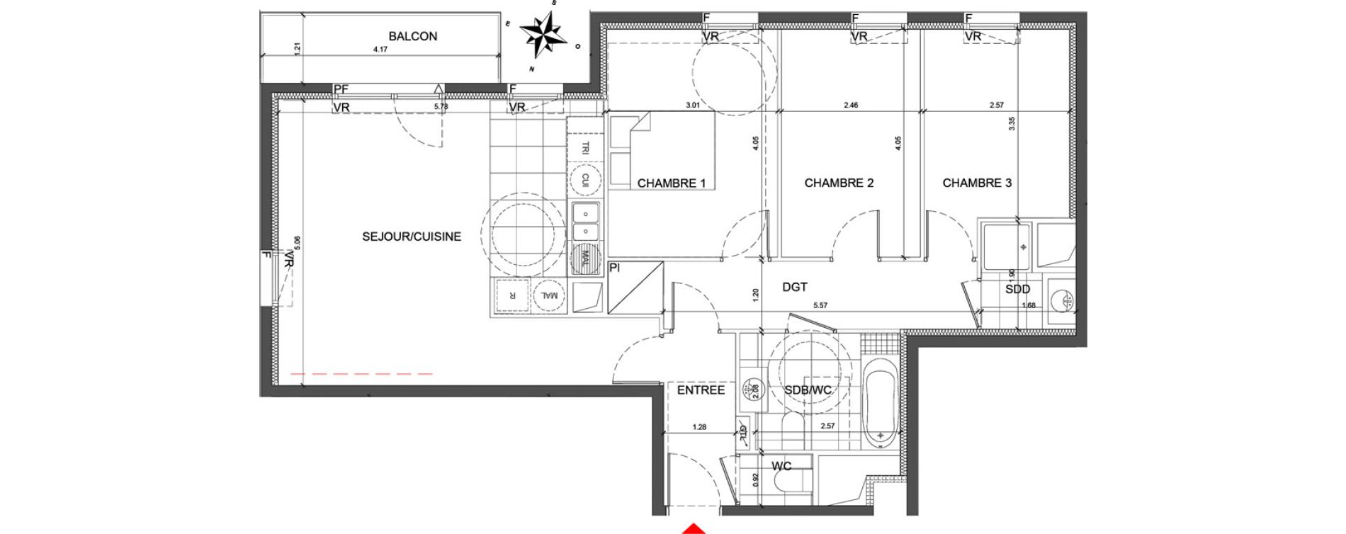 Appartement T4 de 82,20 m2 &agrave; Fontenay-Sous-Bois La redoute
