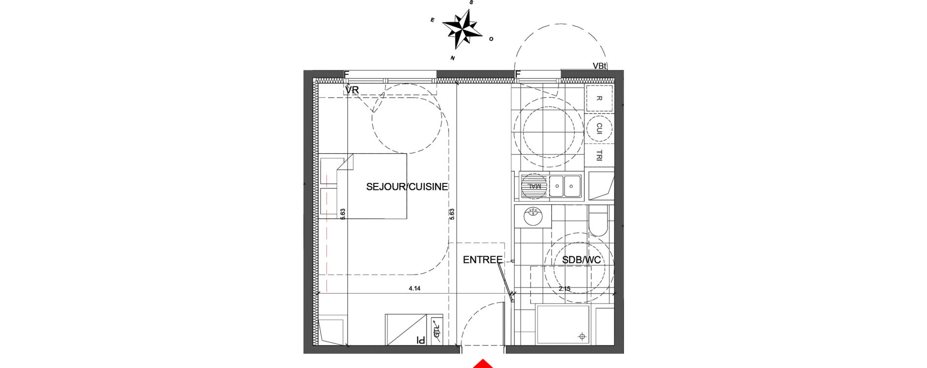 Appartement T1 de 34,20 m2 &agrave; Fontenay-Sous-Bois La redoute