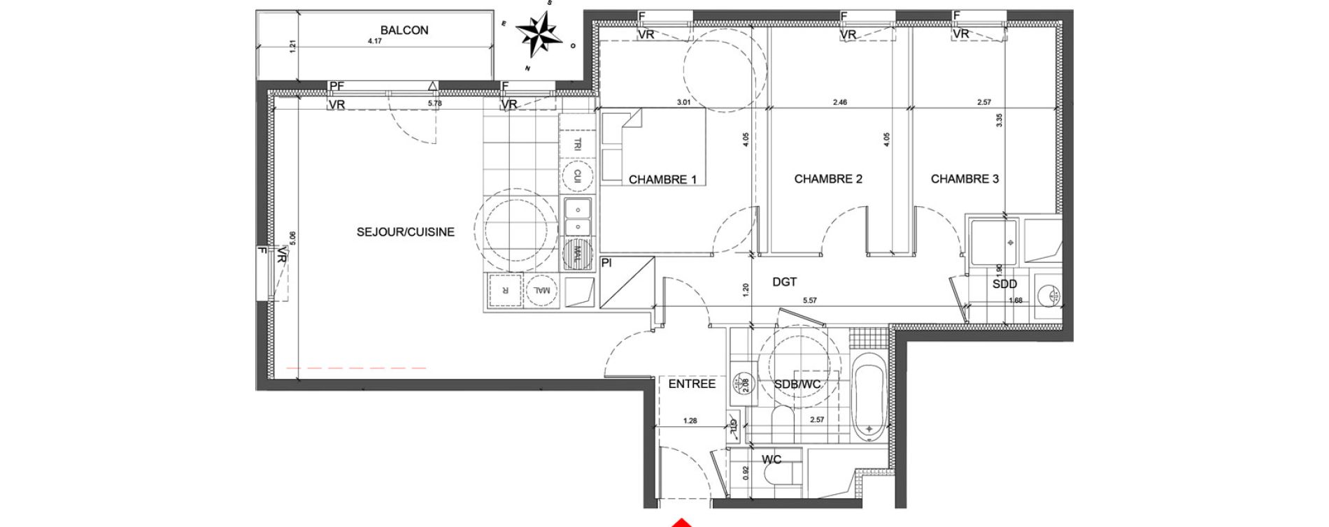 Appartement T4 de 82,20 m2 &agrave; Fontenay-Sous-Bois La redoute