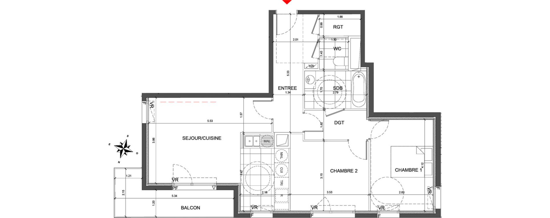 Appartement T3 de 69,00 m2 &agrave; Fontenay-Sous-Bois La redoute