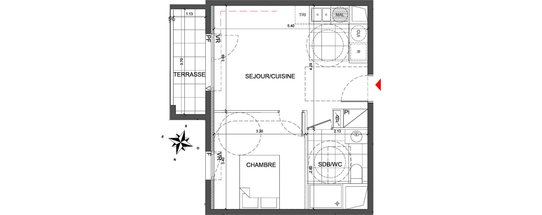 Appartement T2 de 36,60 m2 &agrave; Fontenay-Sous-Bois La redoute