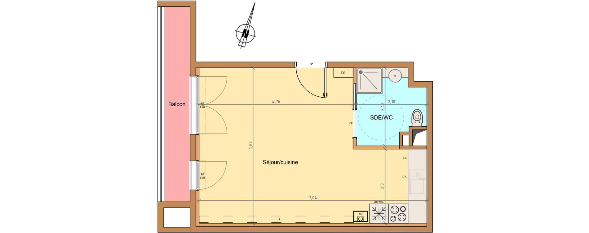 Appartement T1 de 32,63 m2 à Fontenay-Sous-Bois Centre