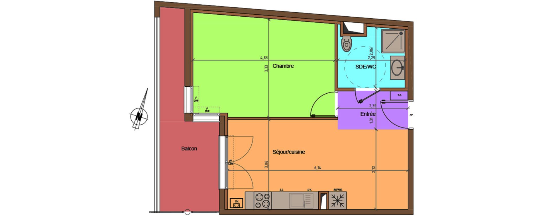 Appartement T2 de 41,46 m2 à Fontenay-Sous-Bois Centre