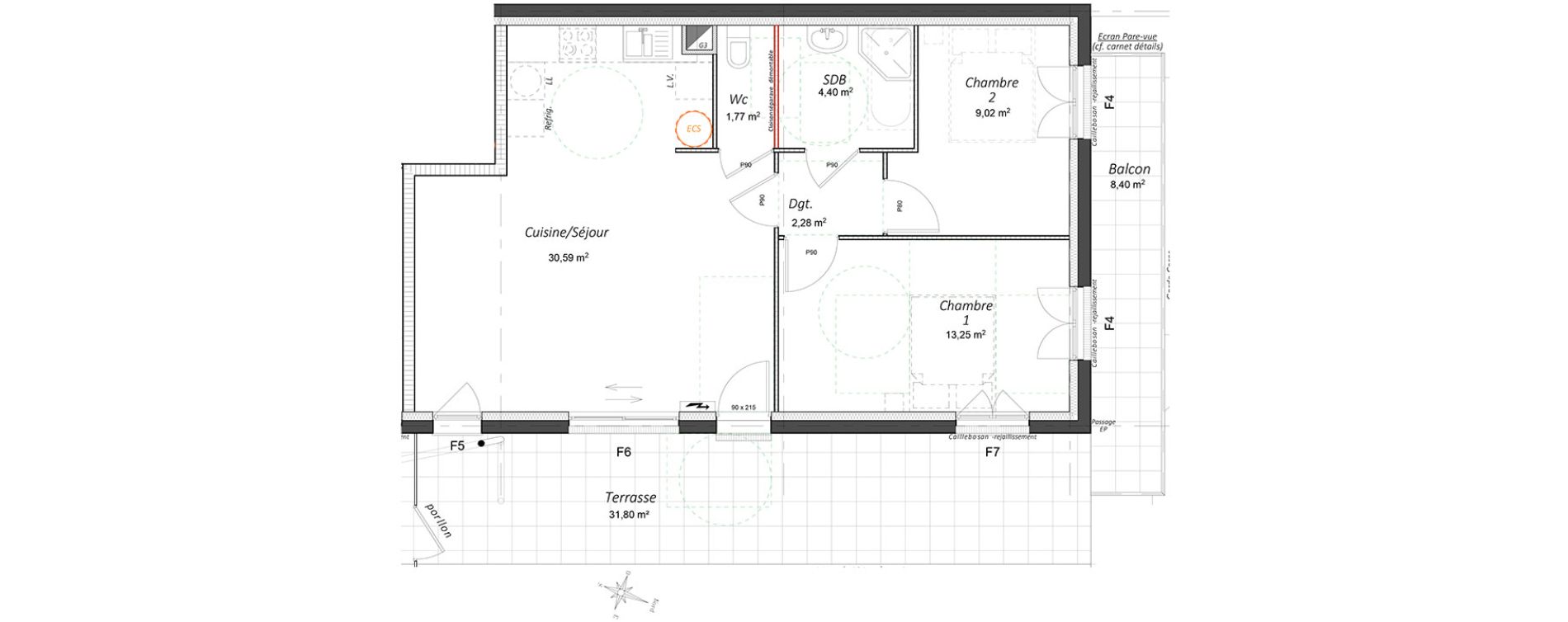 Appartement T3 de 61,31 m2 &agrave; Fontenay-Sous-Bois Centre