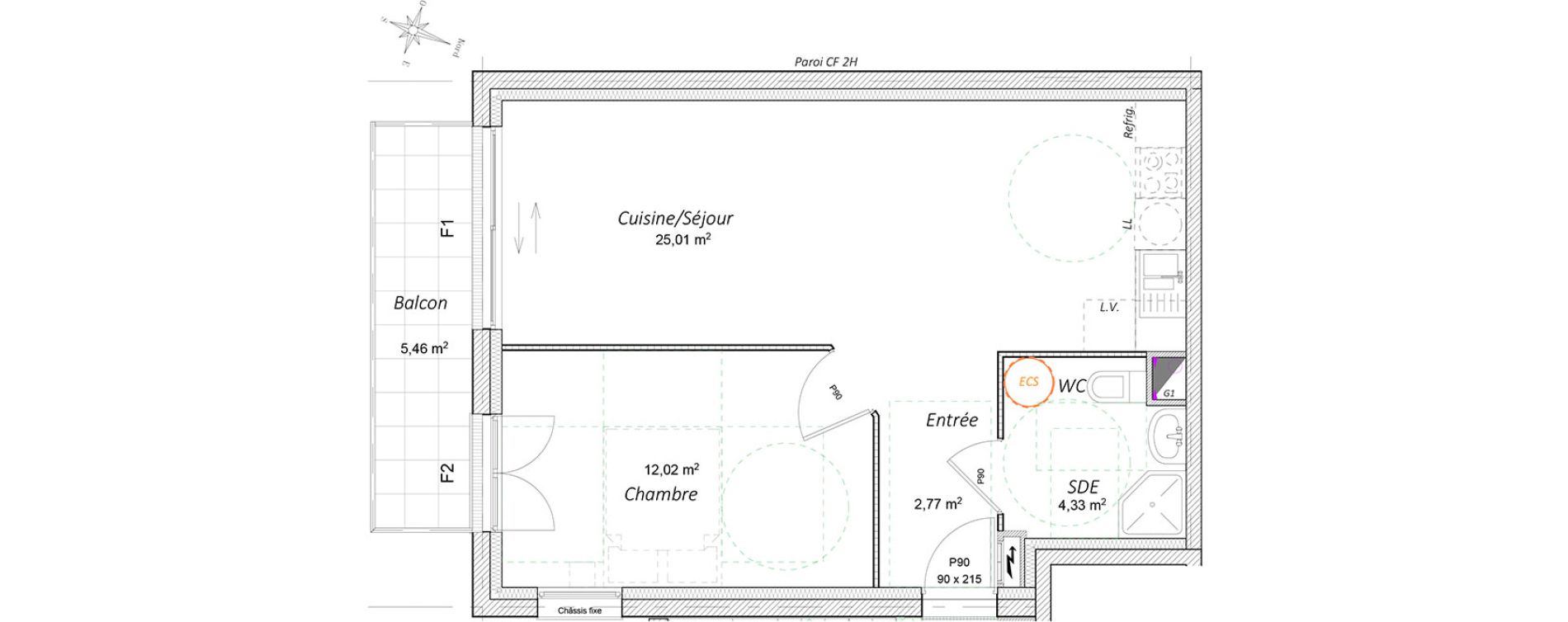 Appartement T2 de 44,13 m2 &agrave; Fontenay-Sous-Bois Centre