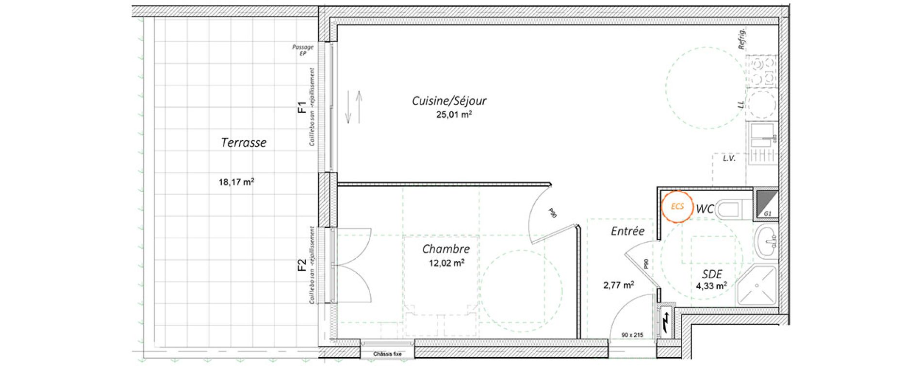 Appartement T2 de 44,13 m2 &agrave; Fontenay-Sous-Bois Centre