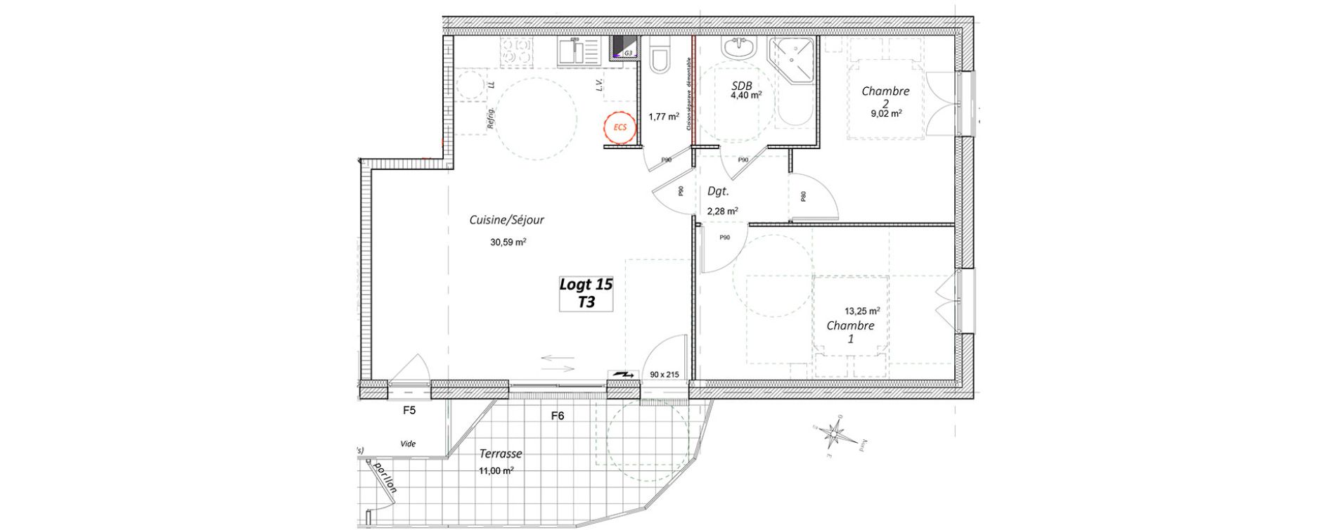 Appartement T3 de 61,31 m2 &agrave; Fontenay-Sous-Bois Centre