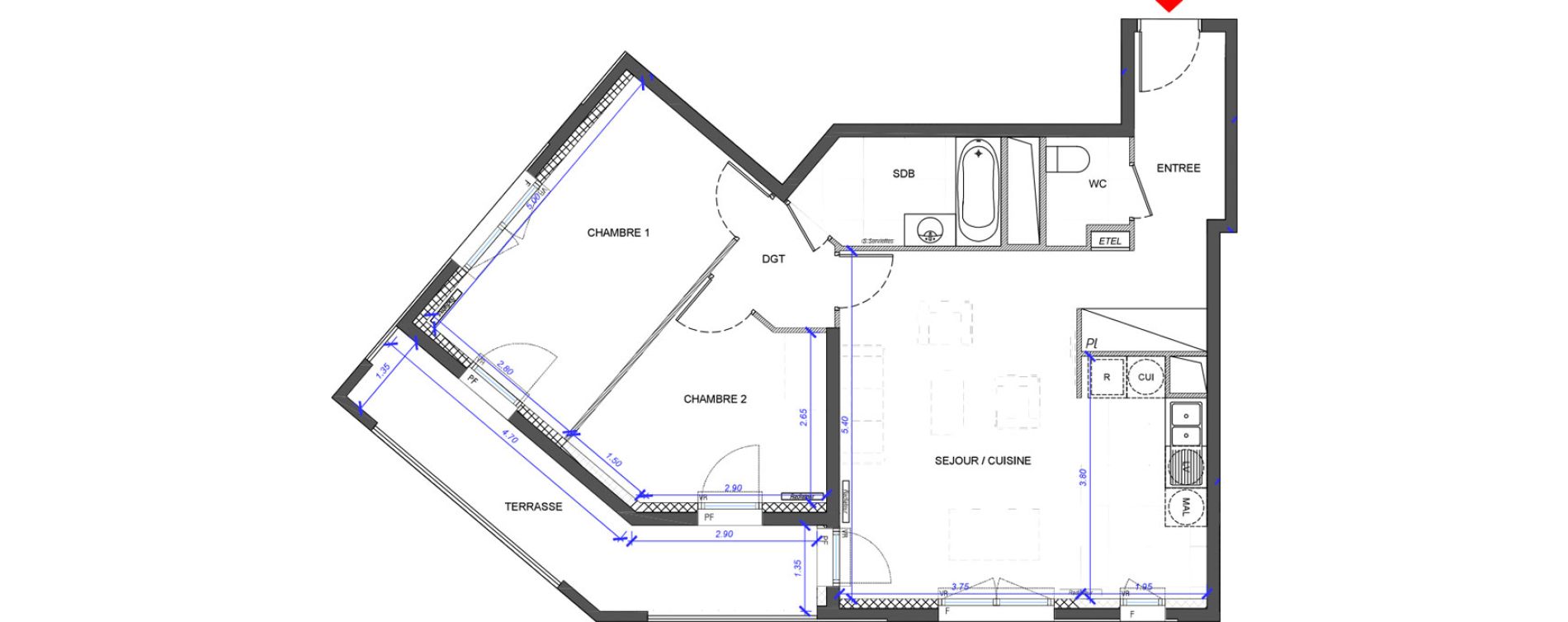 Appartement T3 de 68,30 m2 &agrave; Fontenay-Sous-Bois La redoute