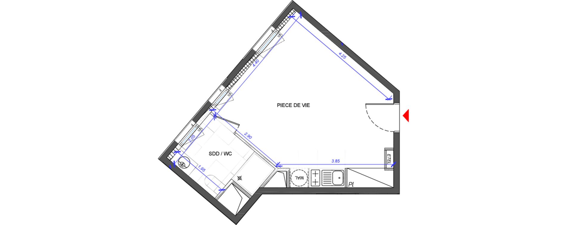 Appartement T1 de 27,60 m2 &agrave; Fontenay-Sous-Bois La redoute