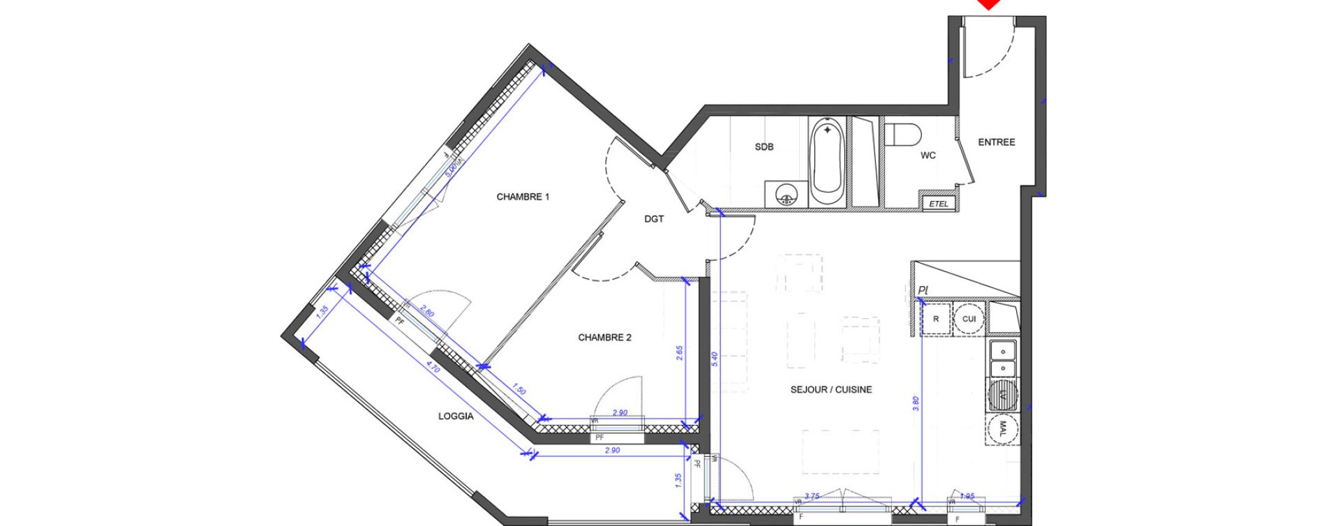 Appartement T3 de 68,30 m2 &agrave; Fontenay-Sous-Bois La redoute