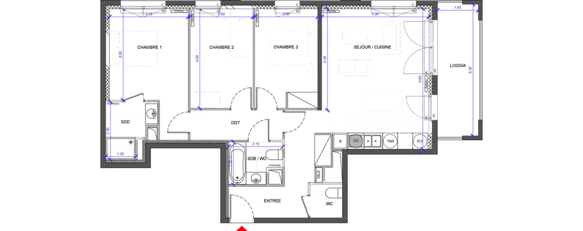 Appartement T4 de 79,30 m2 &agrave; Fontenay-Sous-Bois La redoute