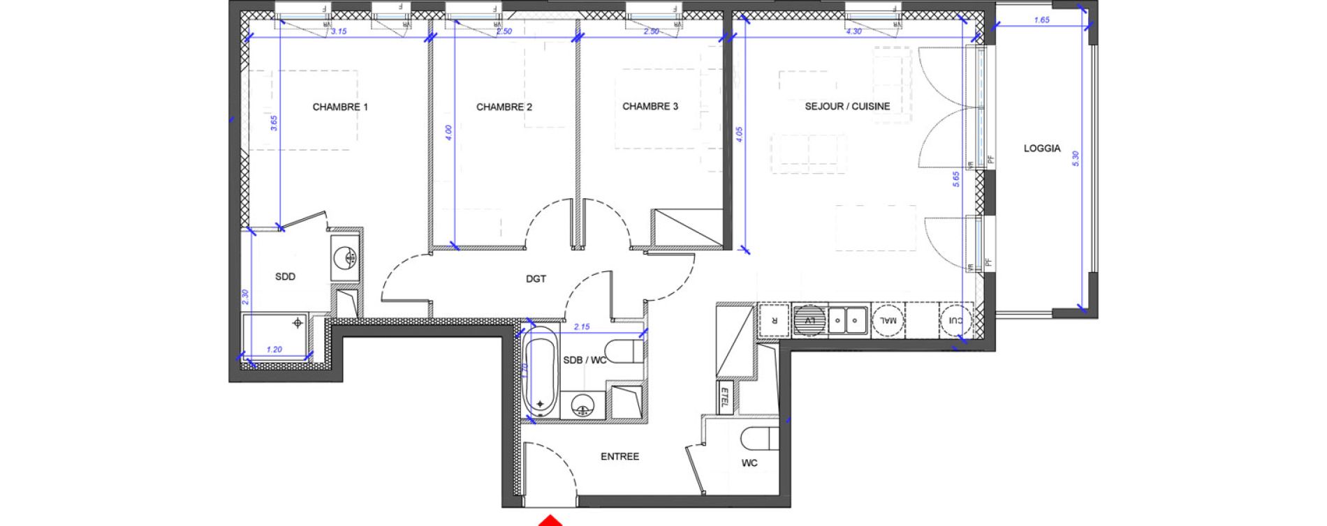 Appartement T4 de 79,30 m2 &agrave; Fontenay-Sous-Bois La redoute