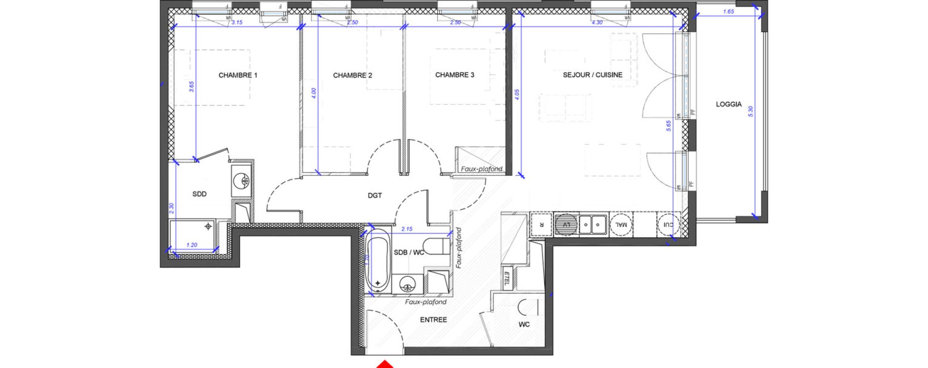 Appartement T4 de 79,30 m2 &agrave; Fontenay-Sous-Bois La redoute