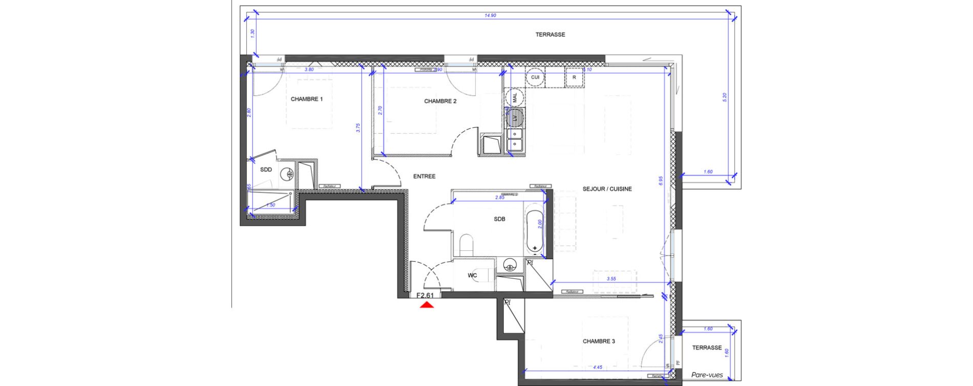 Appartement T4 de 83,00 m2 &agrave; Fontenay-Sous-Bois La redoute