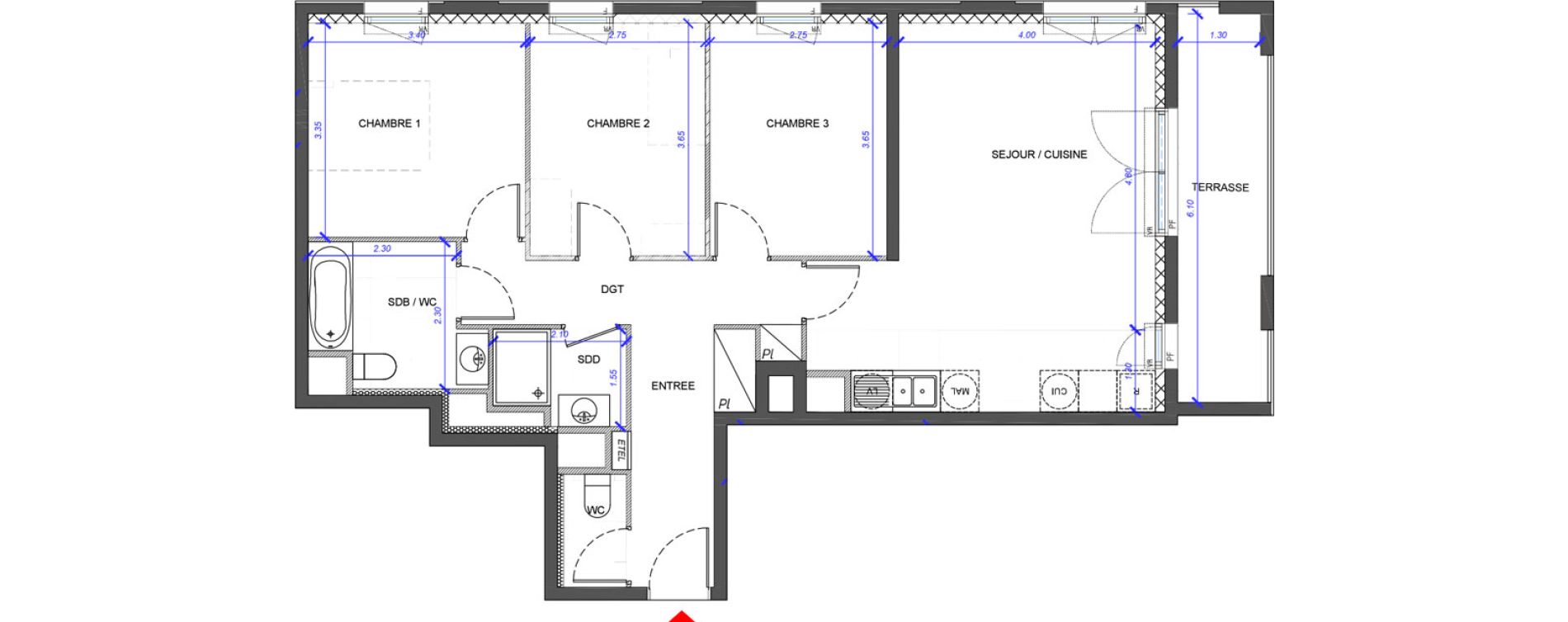 Appartement T4 de 81,00 m2 &agrave; Fontenay-Sous-Bois La redoute