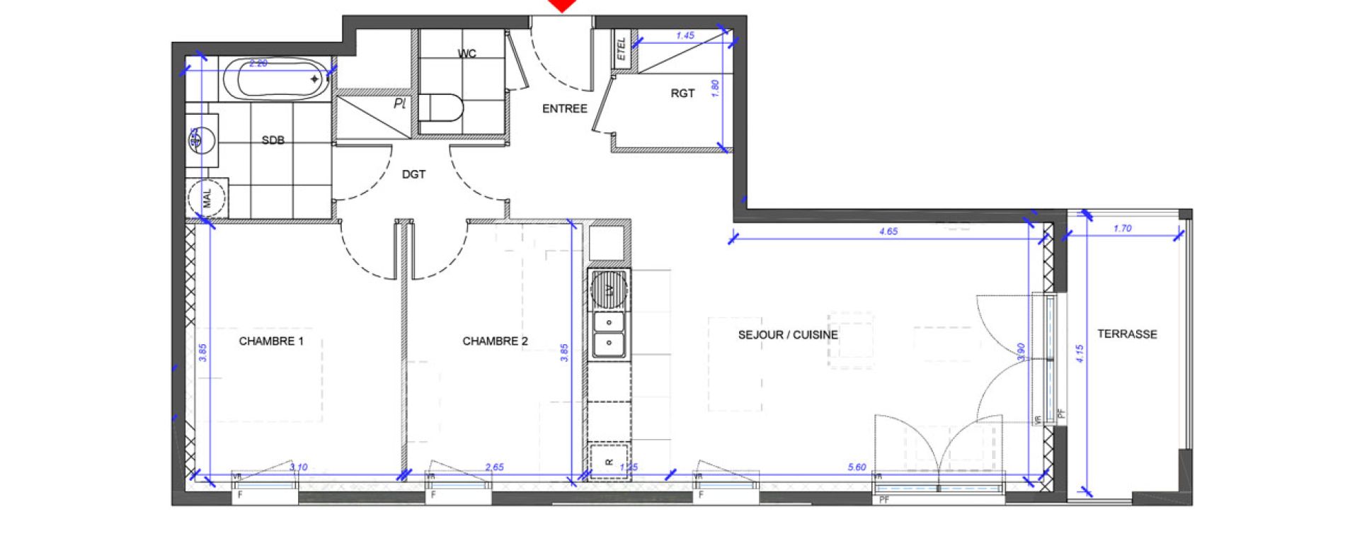 Appartement T3 de 68,70 m2 &agrave; Fontenay-Sous-Bois La redoute