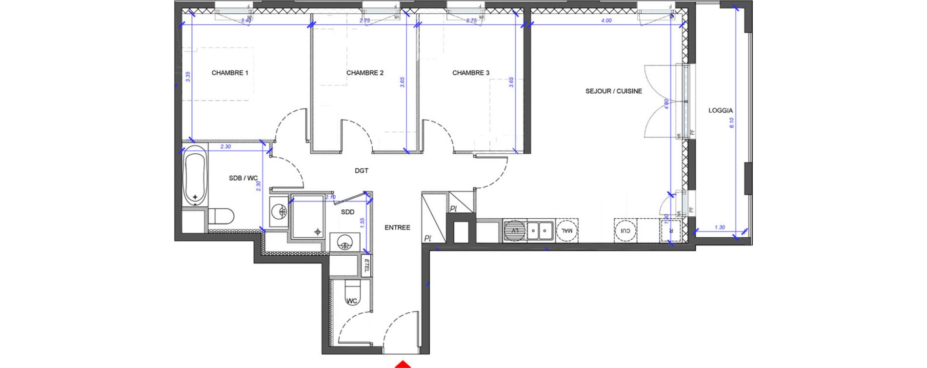 Appartement T4 de 80,90 m2 &agrave; Fontenay-Sous-Bois La redoute