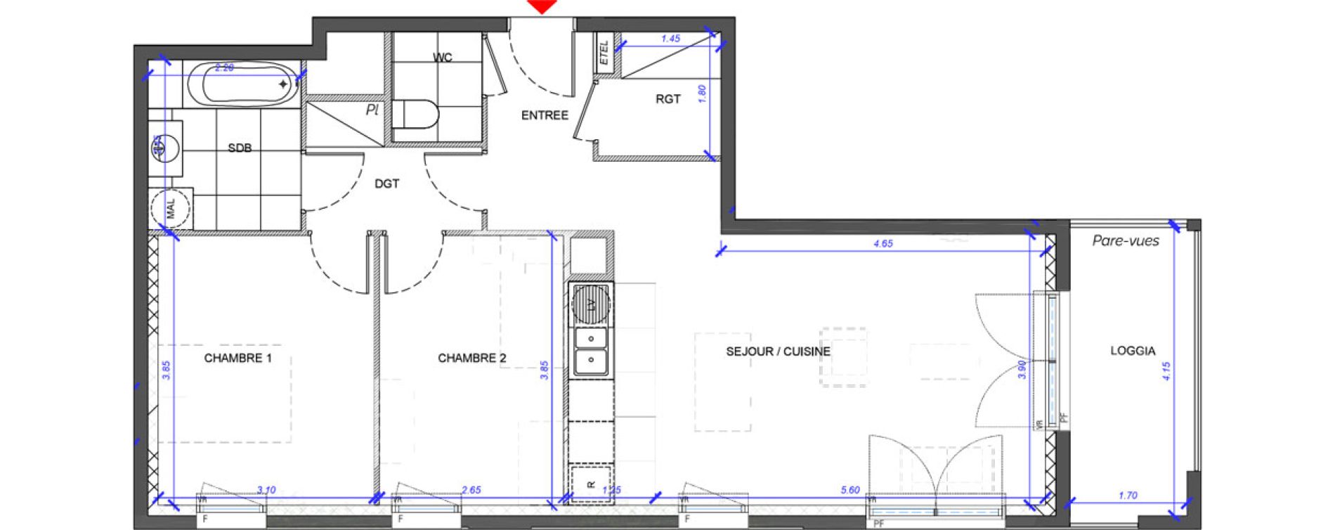 Appartement T3 de 68,70 m2 &agrave; Fontenay-Sous-Bois La redoute